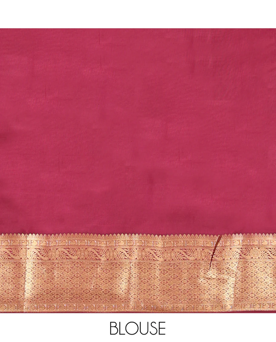 Orange Vasundhara Lite Silk Mix Saree, Accentuated With Zari Buttas All Over Its Body, Complemented by Contrast Traditional Zari Designs Woven Border of Manga, Floral, and Jaal Designs, Grand Jaal Pallu and Paired with a Contrast Blouse - Image 6