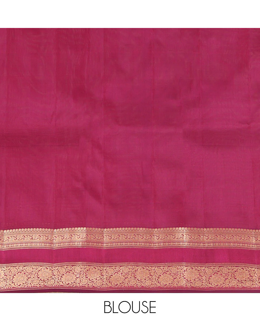Orange Vasundhara Lite Silk Mix Saree, Accentuated with Zari Buttas, Complemented by a Contrast Border of Thilakam Mokku, and Kodi Visiry Designs, Pallu of Floral Jaal Designs, and Paired with a Contrast Blouse - Image 6