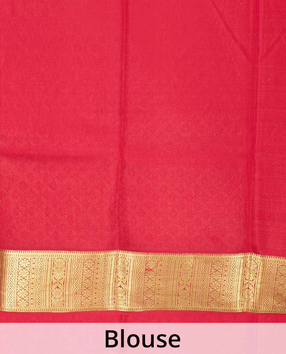 Orange zari buttas Mysore silk saree, traditional zari border, and ogee patterned pallu - Image 5