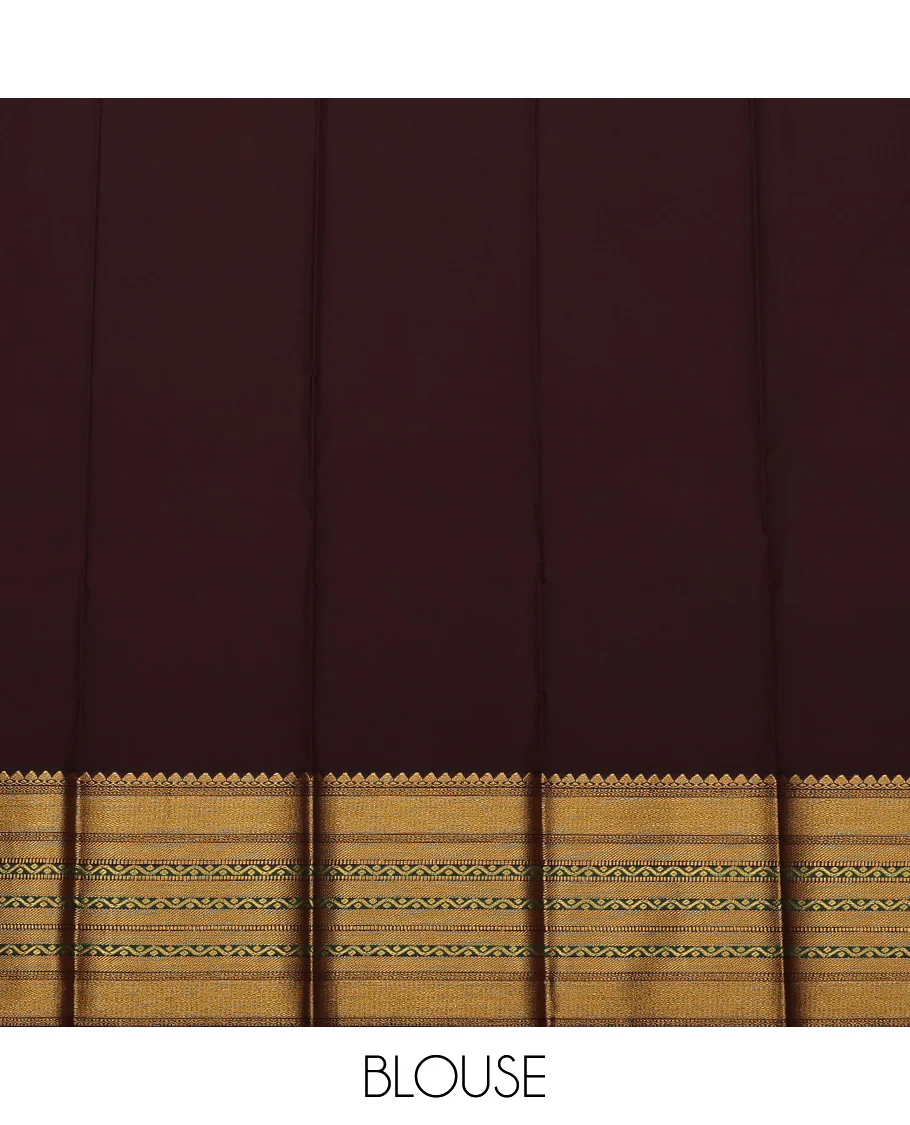 Parrot Green Budget Silk Saree, Prettified with Zari Buttas All Over Its Body, Complemented by a Contrast Traditional Zari Design Border, Grand Pallu, and Paired with a Contrast Blouse - Image 4