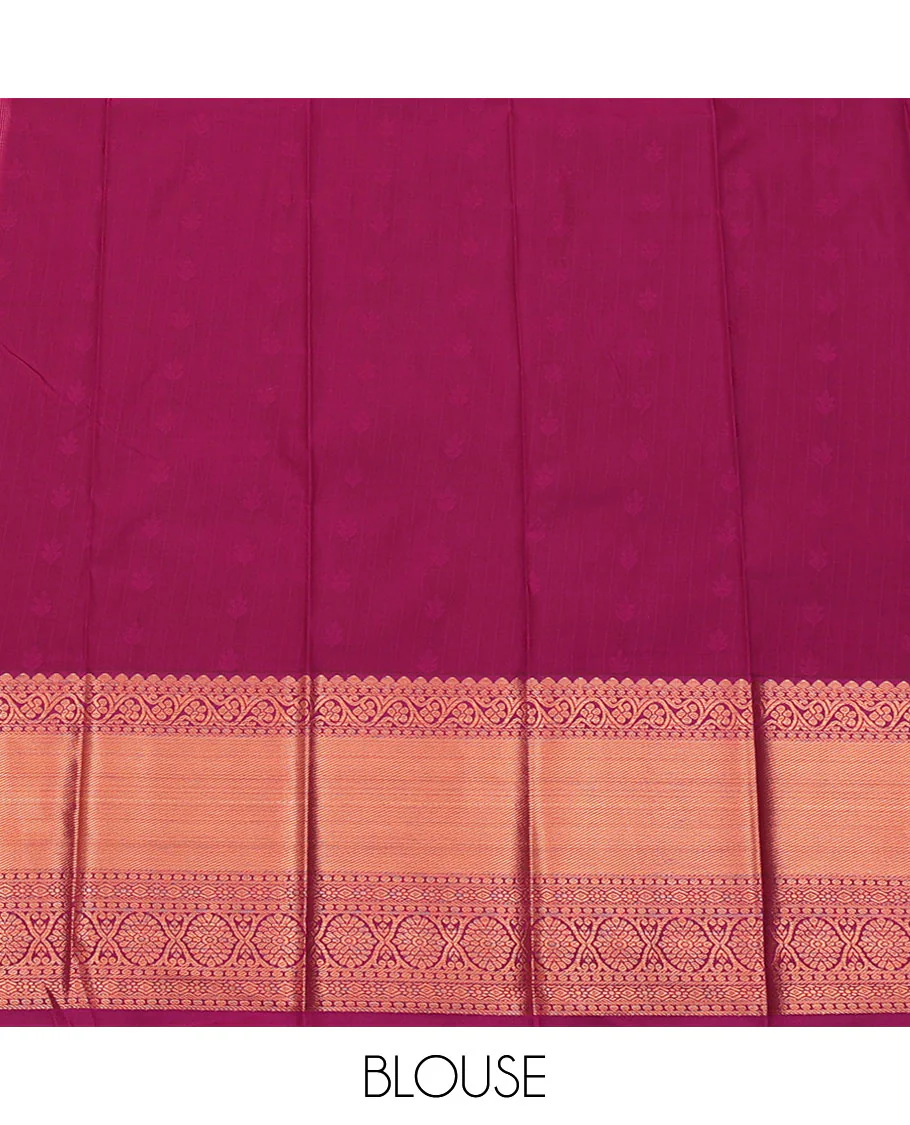 Peach Budget Silk Saree, Featuring Stripes All Over Its Body, Complemented by a Contrast Traditional Zari Design Border, Grand Pallu, and Paired with a Contrast Blouse - Image 4