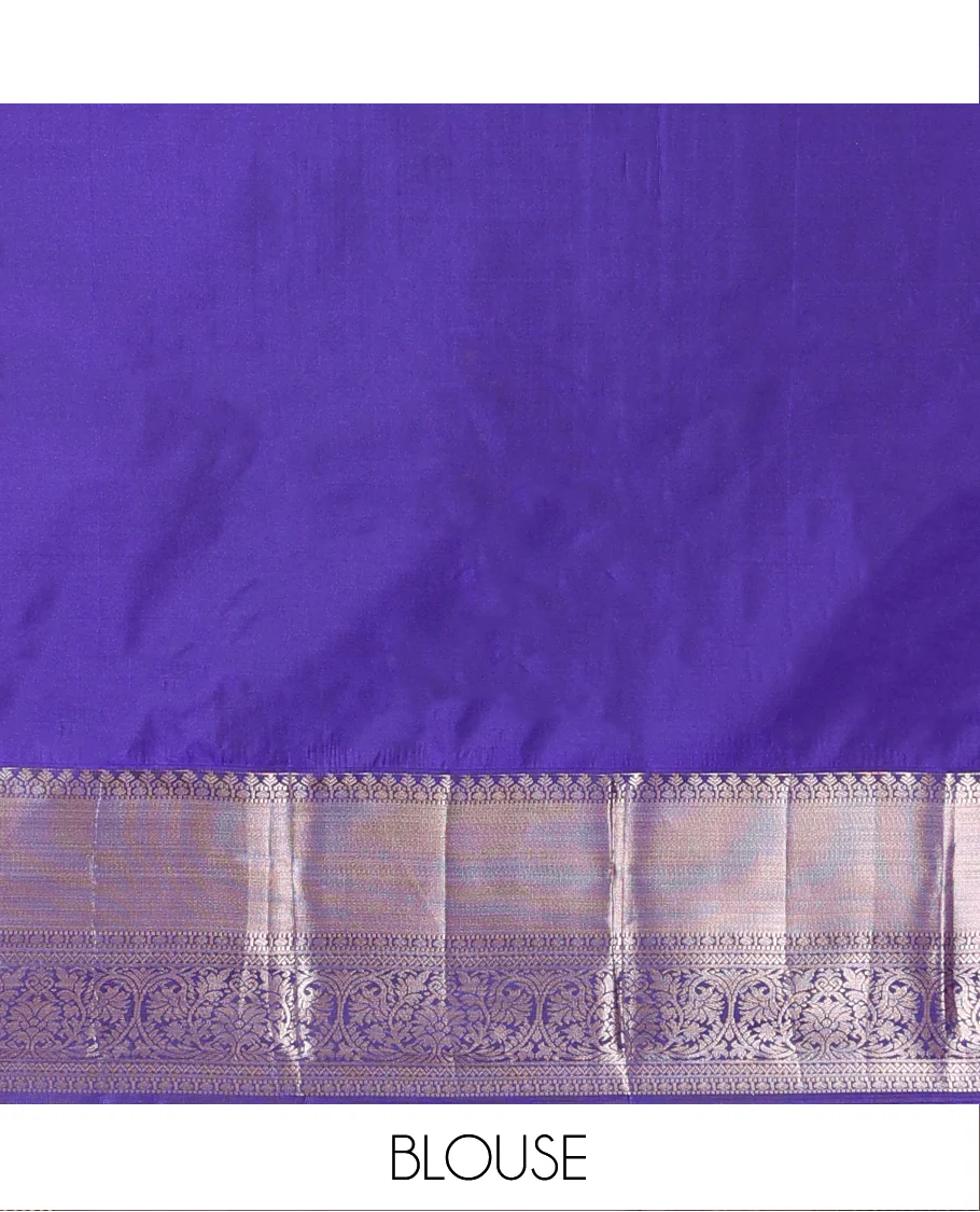 Peach Budget Silk Saree, Richly Detailed with Zari Buttas on Its Body, Complemented by a Contrast Traditional Zari Design Border, Zari Design Pallu, and Paired with a Contrast Blouse - Image 4