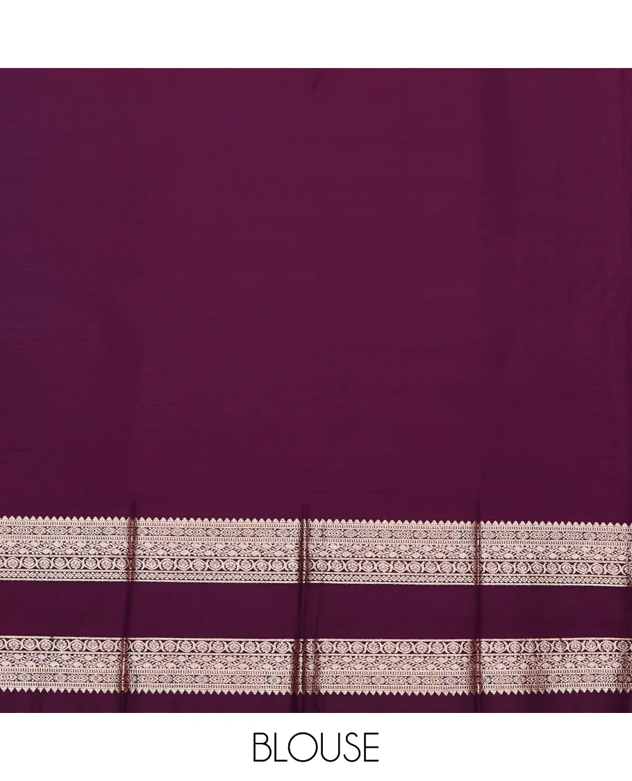 Peacock Color Budget Silk Saree, Bedecked with Zari Buttas on Its Body, Complemented by a Contrast Traditional Zari Design Rettai Pettu Border, Intricately Designed Pallu, and Paired with a Contrast Blouse - Image 4