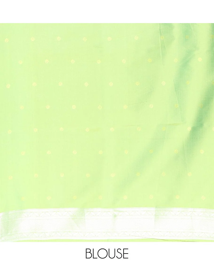 Petrol Blue Elite Soft Silk Saree Ornamented with Vaira Oosi and Zari Buttas All Over Its Body, Complemented by a Contrast Border Featuring Chakram Motifs, Subtly Sparkled Pallu, and Paired with a Contrast Blouse - Image 3