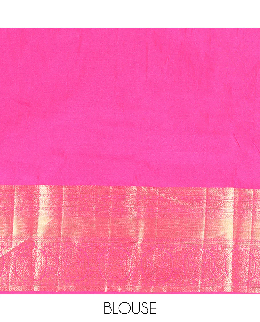Pink Budget Silk Saree Bedecked with Paisley Buttas All Over Its Body, Highlighted by a Traditional Zari Design Border, Grand Pallu of Jaal Designs, and Paired with a Matching Blouse - Image 12