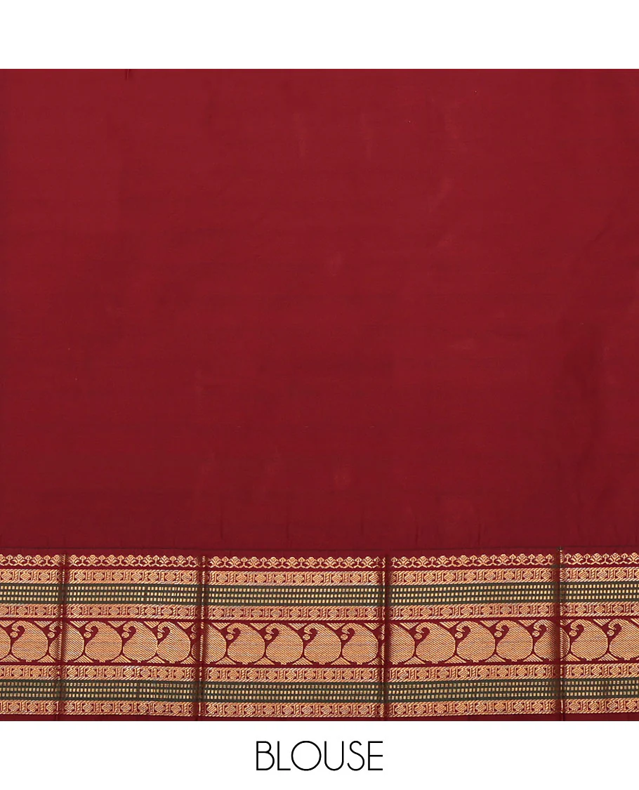 Pink Budget Silk Saree, Decked Up with Zari Buttas All Over Its Body, Complemented by a Contrast Traditional Zari Design Border, Grand Pallu, and Paired with a Contrast Blouse - Image 4