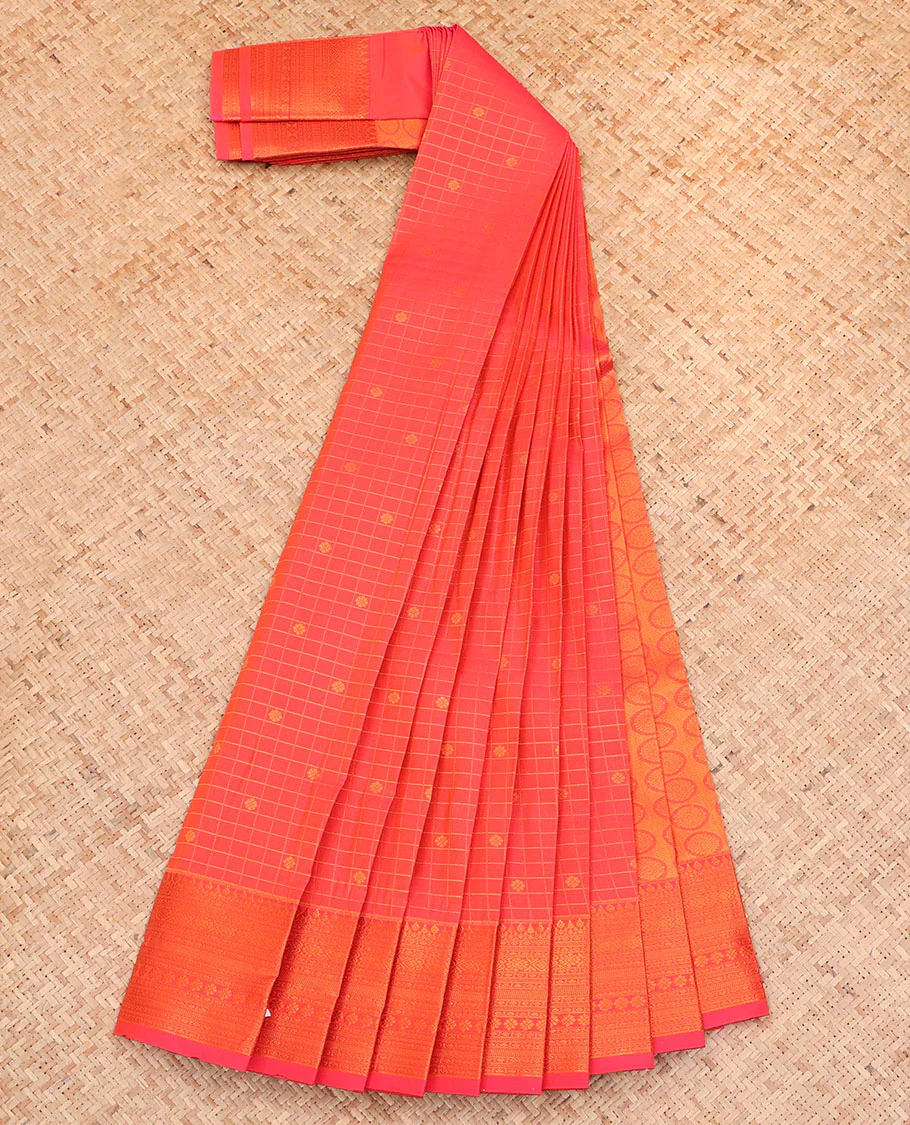 Pink Budget Silk Saree, Embellished with Zari Buttas and Checks All Over Its Body, Highlighted by a Traditional Zari Design Border, Grand Pallu, and Paired with a Matching Blouse - Image 2