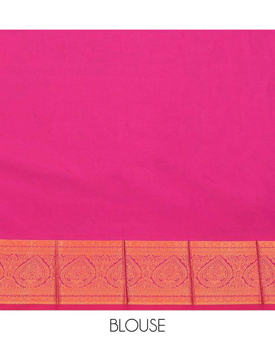 Pink Budget Silk Saree, Enthralled with Zari Buttas and Checks All Over Its Body, Highlighted by a Traditional Zari Design Border, Jaal Pallu, and Paired with a Matching Blouse - Image 4