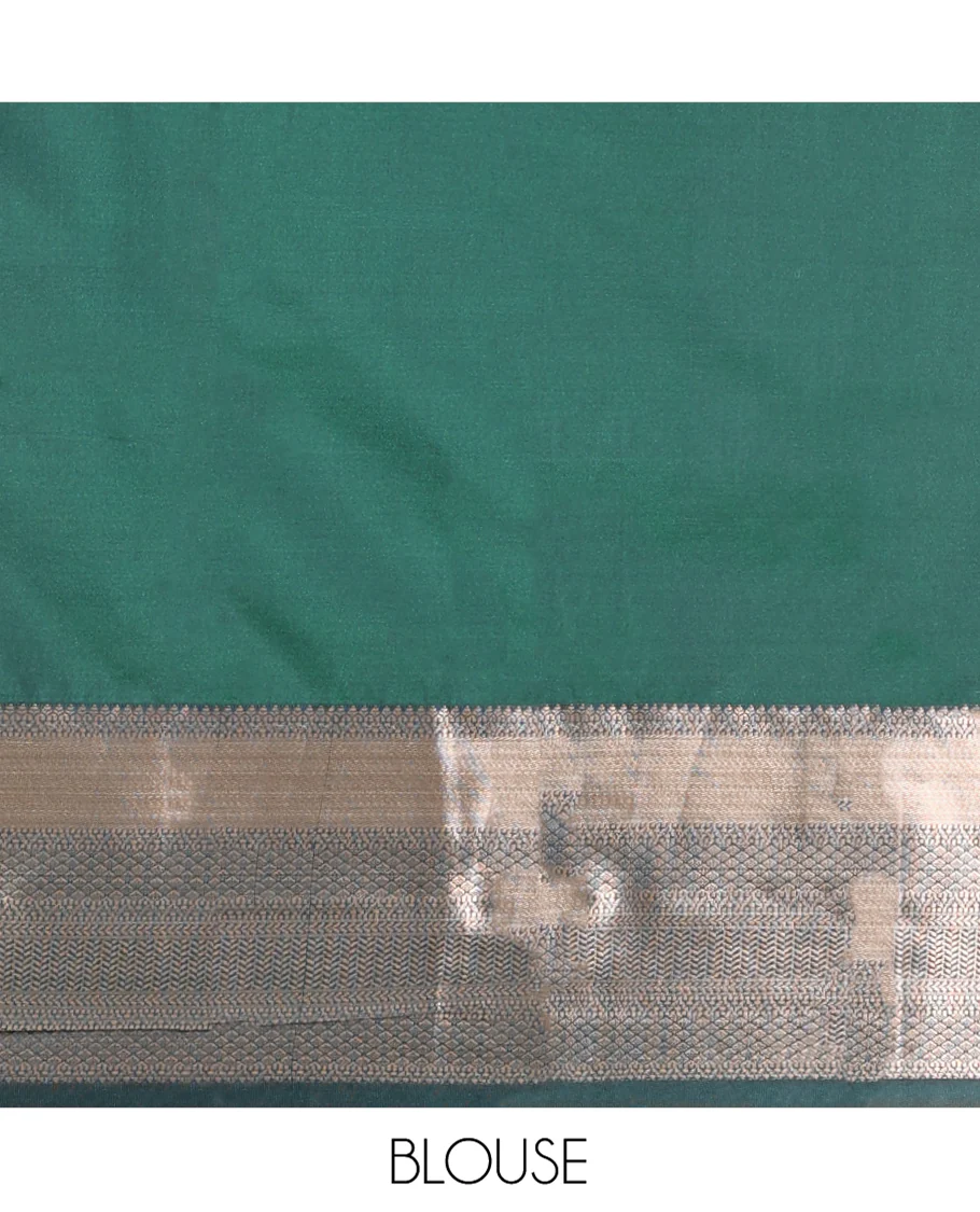 Pink Budget Silk Saree, Graced with Zari Buttas on Its Body, Complemented by a Contrast Traditional Zari Design Border, Pallu of Traditional Designs in Zari, and Paired with a Contrast Blouse - Image 4