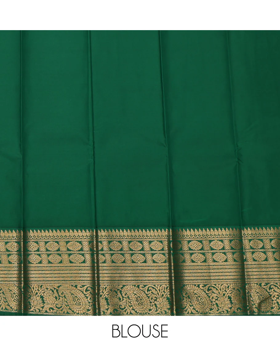 Pink Budget Silk Saree, Woven with Zari Buttas All Over Its Body, Complemented by a Contrast Traditional Zari Border, Grand Jaal Pallu, and Paired with a Contrast Blouse - Image 4