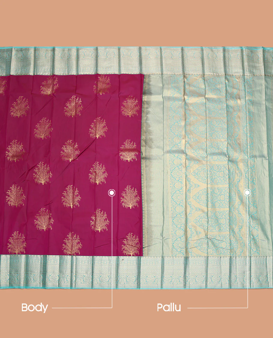 Pink Budget Silk Saree, Woven with Zari Buttas, Contrast Traditional Zari Border, Intricately Designed Pallu, and a Contrast Blouse - Image 3