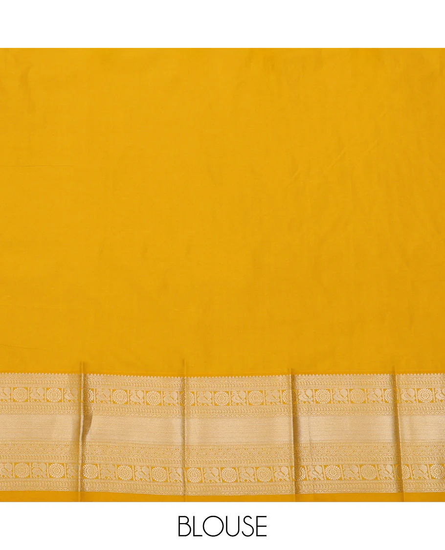 Pink Budget Silk Saree Woven with Zari Stripes and Thilakam Buttas All Over Its Body, Complemented by a Contrast Traditional Zari Design Border, Pallu Opulently Embellished with Jaal Design, and Paired with a Contrast Blouse - Image 4