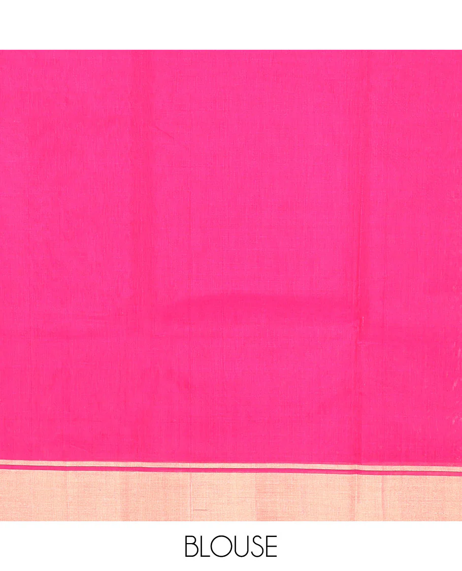 Pink Chanderi Cotton Saree, Decorated with Buttas All Over Its Body, Highlighted by a Zari Border, Pallu Steeped with Buttas, and Paired with a Matching Blouse - Image 4