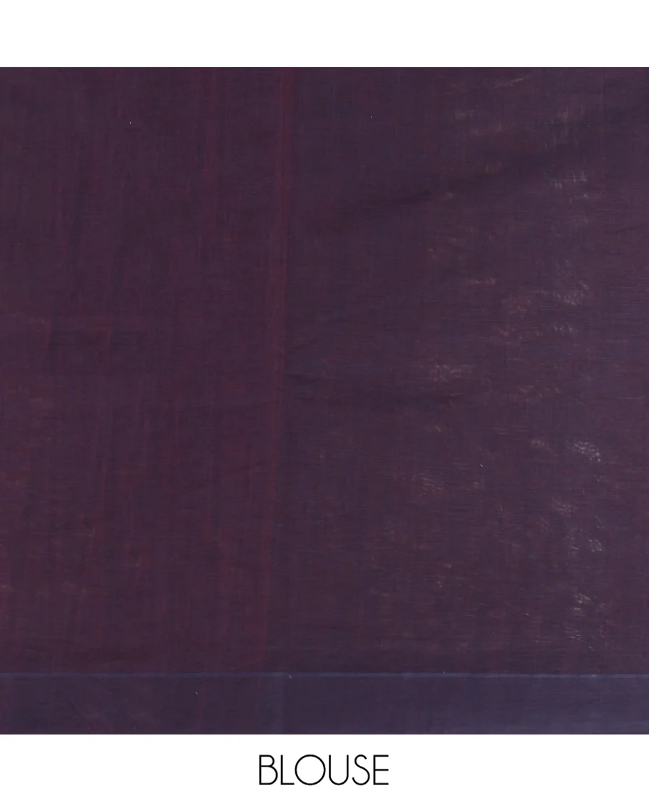 Pink Coimbatore Cotton Saree, Bedecked with Scallop Design on Its Body, a Contrast Plain Border, Pallu of Floral Creeper, and Stripes, and Paired with Contrast Blouse - Image 4