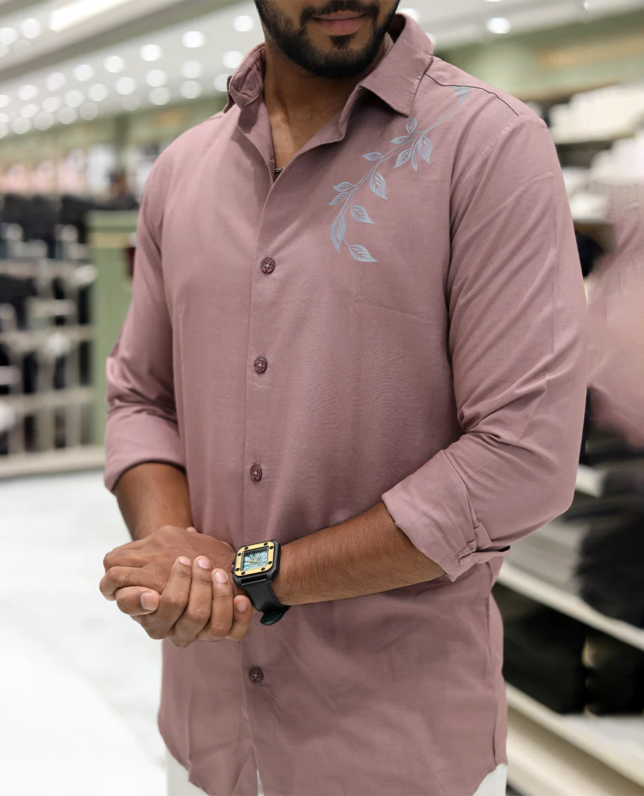 Pink Cotton-Blended Party Wear Shirt, Comes with Floral Print, Full Sleeves, a Spread Collar, a Slim Fit, and Regular Length - Image 5