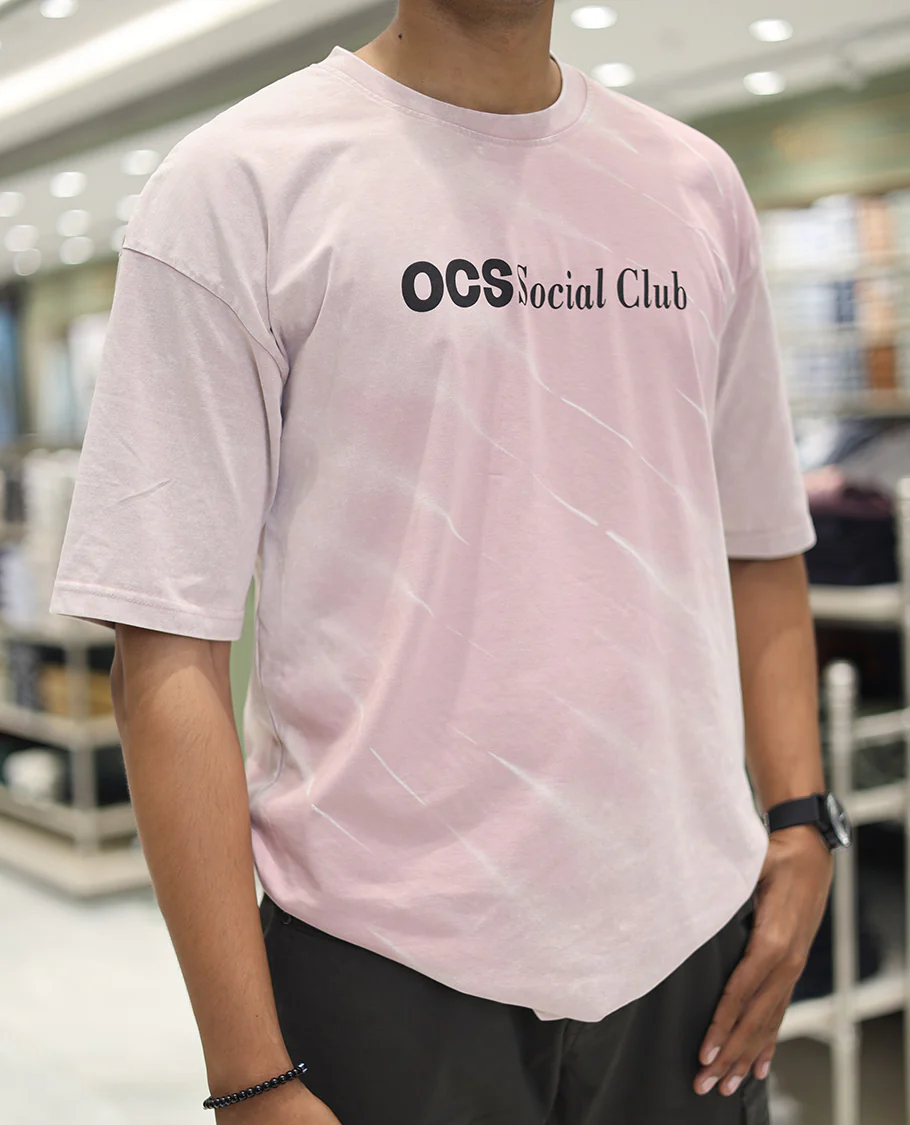 Pink Cotton-Blended T-Shirt, Accentuated with Typography Print, Comes with a Crew Neck, Half-Sleeves, Oversized Fit, and Long Length - Image 4