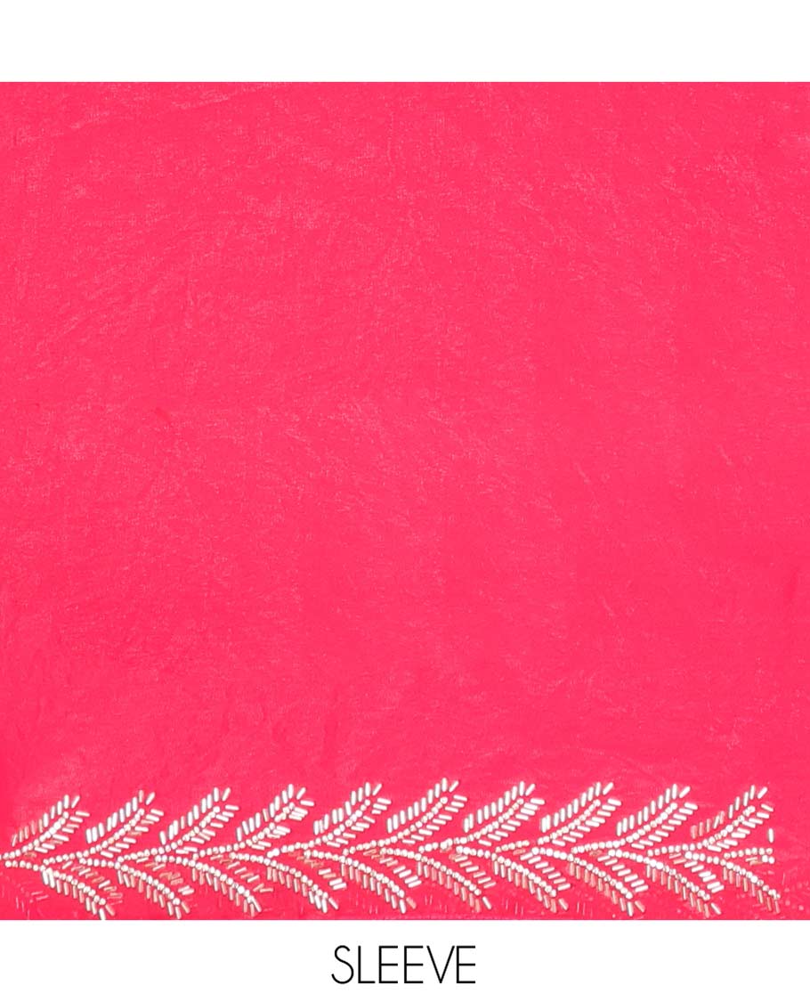 Pink Designer Saree, Spotlighted with Stone Work Across Its Body, Highlighted by a Scallop Stone Embroidered Border, a Self Pallu, and Paired with a Matching Stone Work Blouse - Image 5
