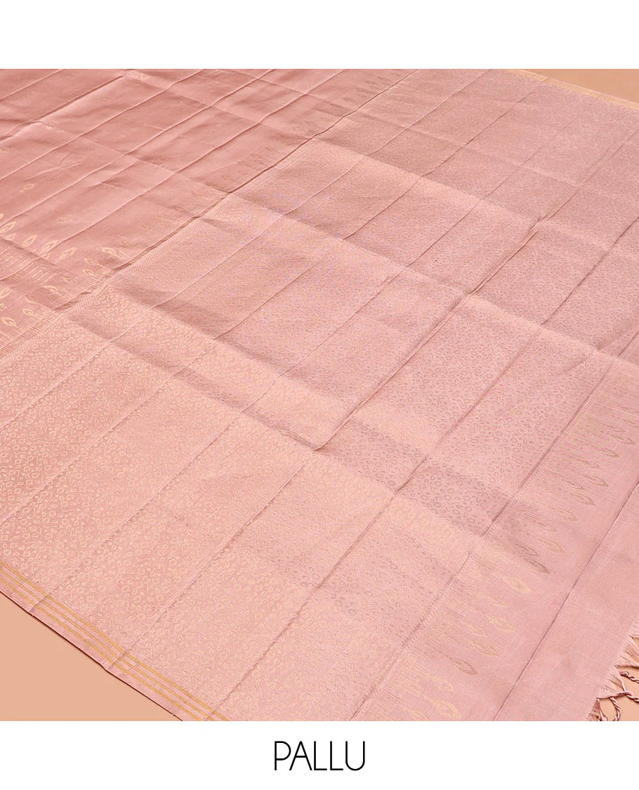 Pink Mayuri Soft Silk Saree, Impeccably Styled with Floral Designs All Over Its Body, Subtle Zari Piping Border, Sparsely Sparkled Pallu, and Paired with a Matching Blouse - Image 5