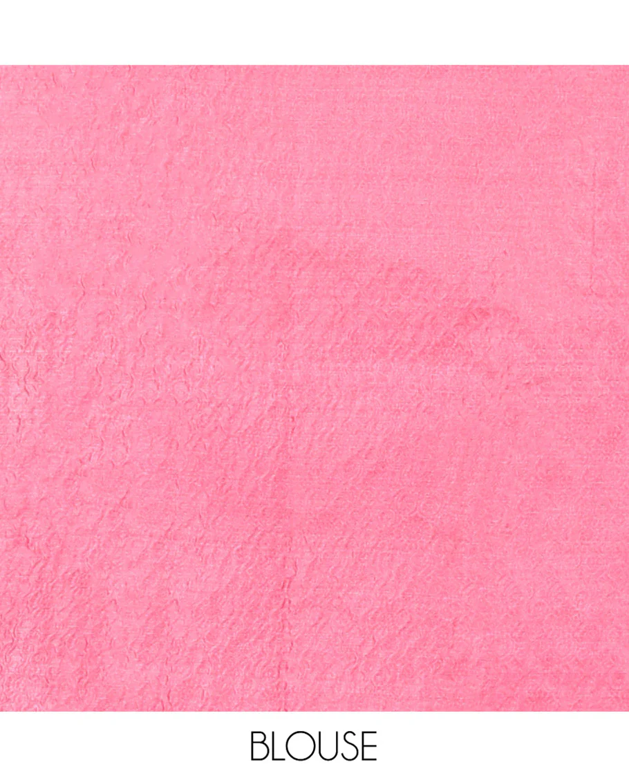 Pink Tussar Silk Saree, Highlighted by Horizontal Zari Stripes Running All Over Its Body, Highlighted by Zari Striped Border, Zari Gleamed up Pallu, and Paired with a Matching Blouse - Image 6