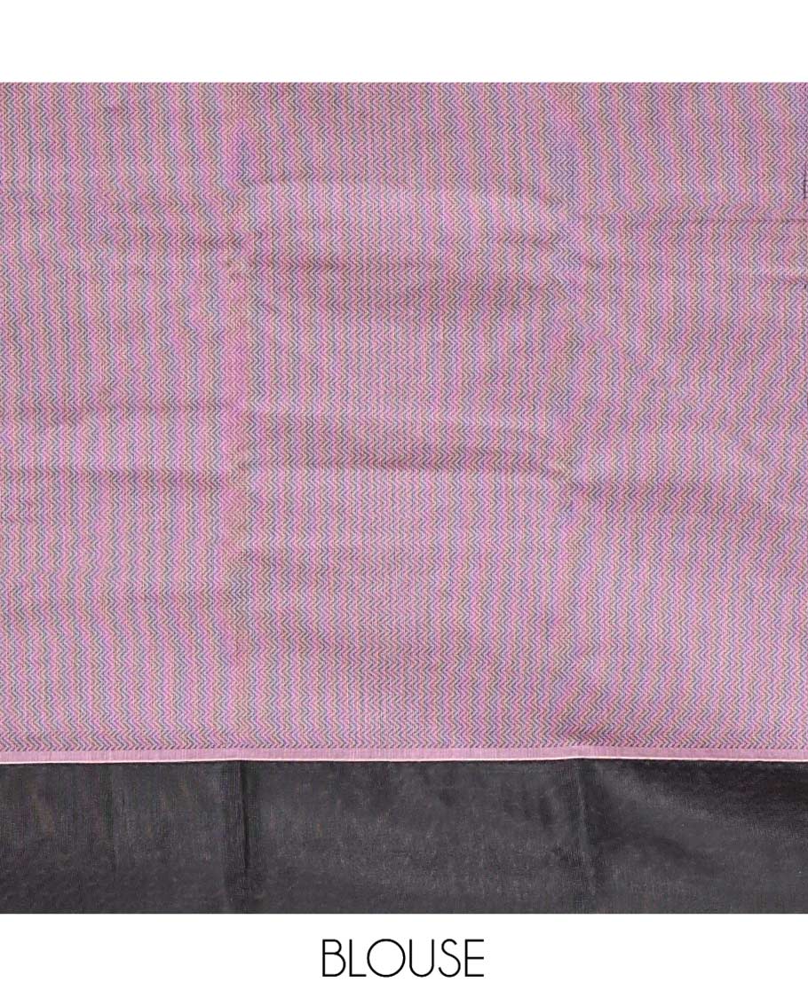 Pink Semi-Silk Cotton Saree, Delicately Designed with Buttas All Over Its Body, Contrast Plain Border, Pallu of Jaal Design, and Paired with a Matching Blouse - Image 3
