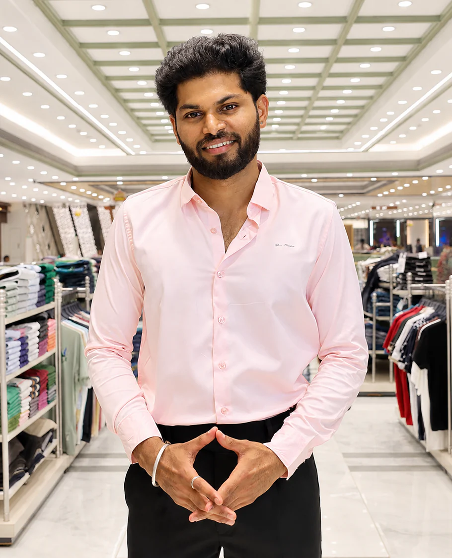 Pink Solid Satin Formal Shirt, Featuring a Spread Collar, Full Sleeves, Slim Fit, and Regular Length - Image 2