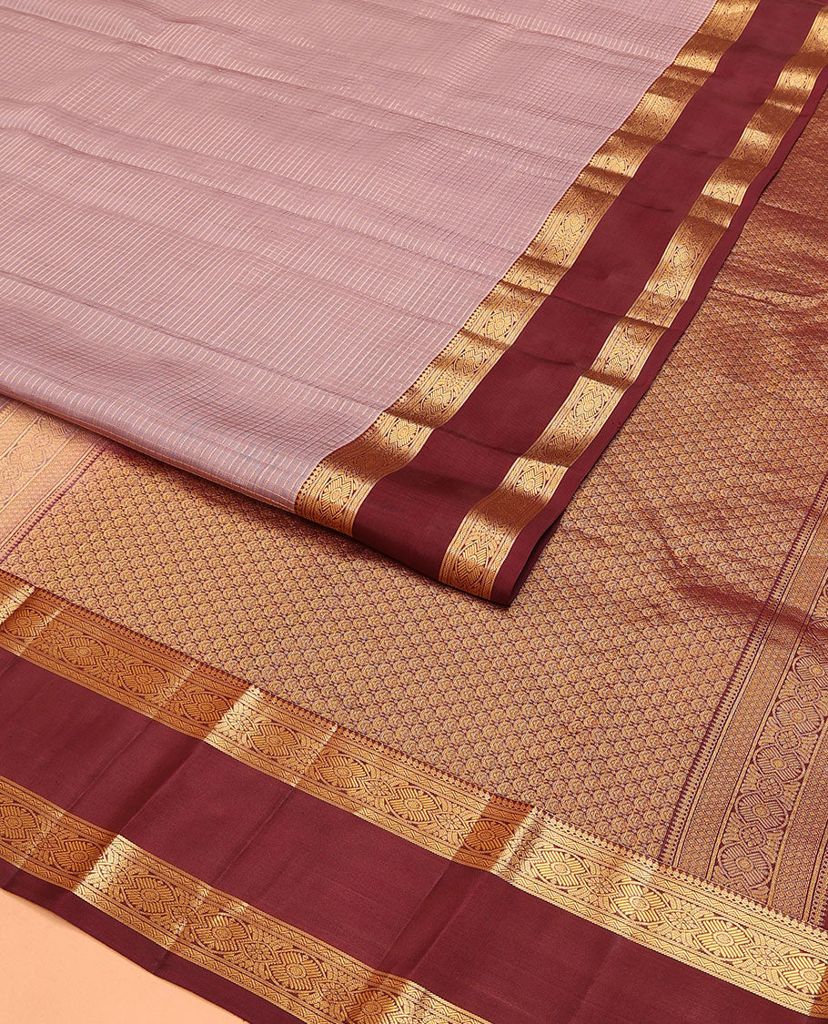 Pink Vasundhara Lite Silk Mix Saree, Adorned with Zari Checks on Its Body, Complemented by a Contrast Rettai Pettu Border of Traditional Designs, Intricately Designed Pallu, and Paired with a Contrast Blouse - Image 2