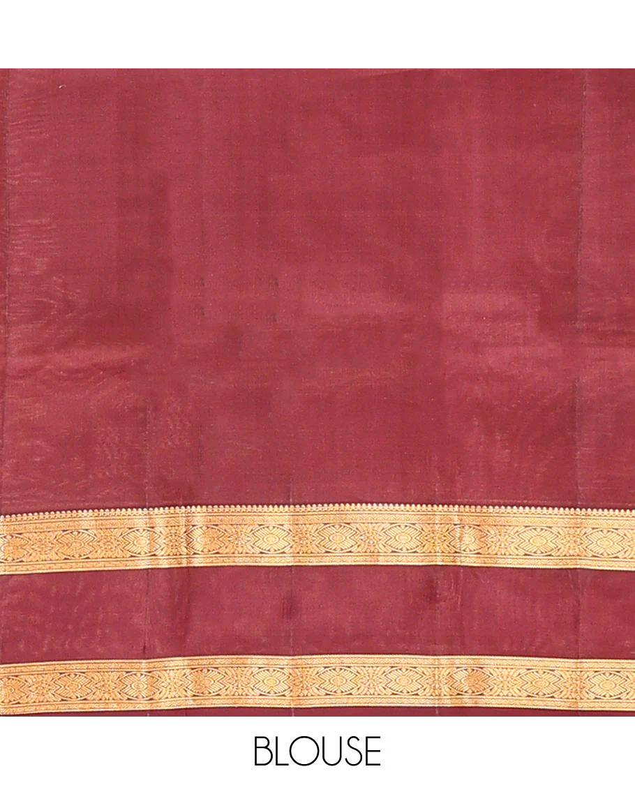 Pink Vasundhara Lite Silk Mix Saree, Adorned with Zari Checks on Its Body, Complemented by a Contrast Rettai Pettu Border of Traditional Designs, Intricately Designed Pallu, and Paired with a Contrast Blouse - Image 6