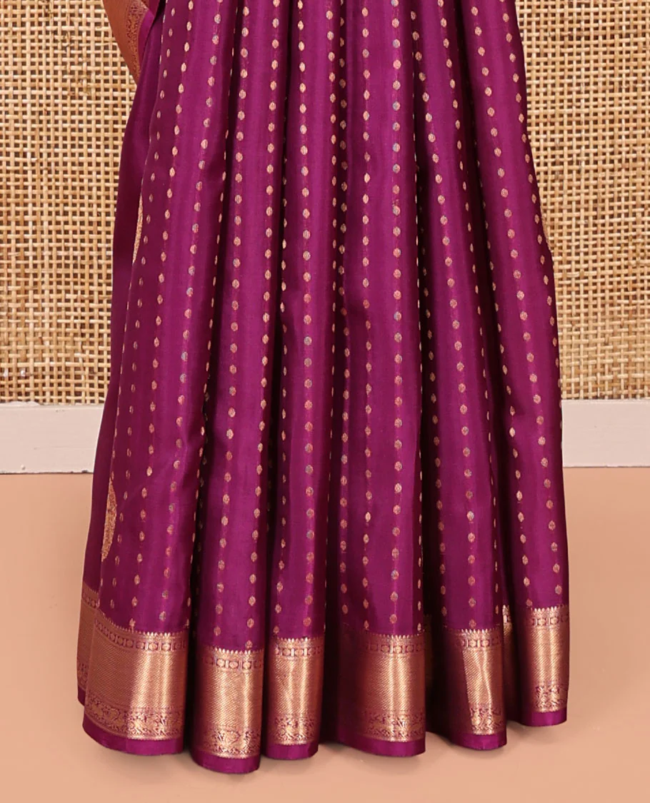 Pink Vasundhara Lite Silk Mix Saree, Crafted with Zari Buttas All Over Its Body, Highlighted by Zari Border of Poun, Kodi Mayil and Yaali Designs, Intricately Designed Pallu, and Paired with a Matching Blouse - Image 4