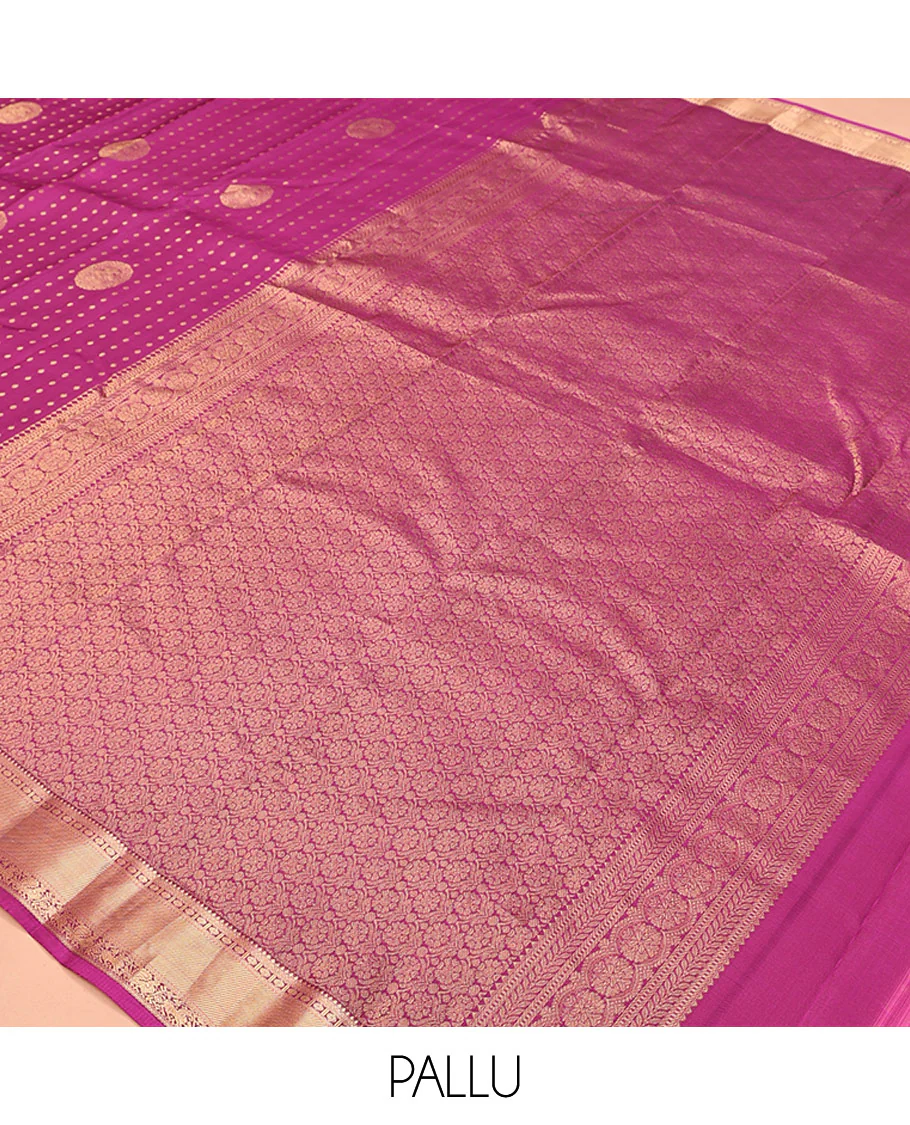 Pink Vasundhara Lite Silk Mix Saree, Crafted with Zari Buttas All Over Its Body, Highlighted by Zari Border of Poun, Kodi Mayil and Yaali Designs, Intricately Designed Pallu, and Paired with a Matching Blouse - Image 5