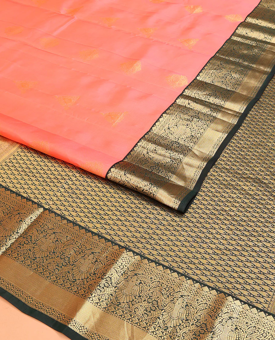Pink Vasundhara Lite Silk Mix Saree, Woven with Zari Buttas on Its Body, Complemented by a Contrast Border of Kamalam, Neli, and Iruthalai Pakshi Designs, Gracefully Embellished Pallu, and Paired with a Contrast Blouse - Image 2
