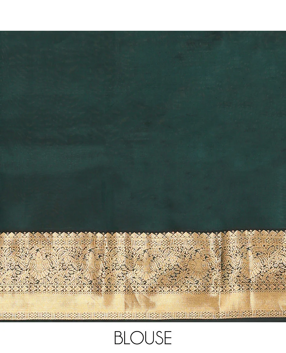 Pink Vasundhara Lite Silk Mix Saree, Woven with Zari Buttas on Its Body, Complemented by a Contrast Border of Kamalam, Neli, and Iruthalai Pakshi Designs, Gracefully Embellished Pallu, and Paired with a Contrast Blouse - Image 6