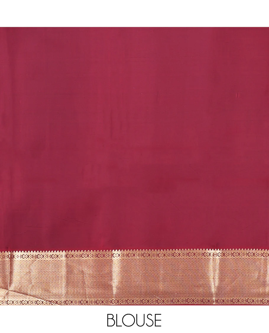 Pink Vasundhara Silk Saree, Adorned with Zari Buttas All Over Its Body, Complemented by a Contrast Border of Rekku, Iruthalai Pakshi, and Mayil Kann Designs, Grand Jaal-Patterned Pallu, and Paired with a Contrast Blouse - Image 6