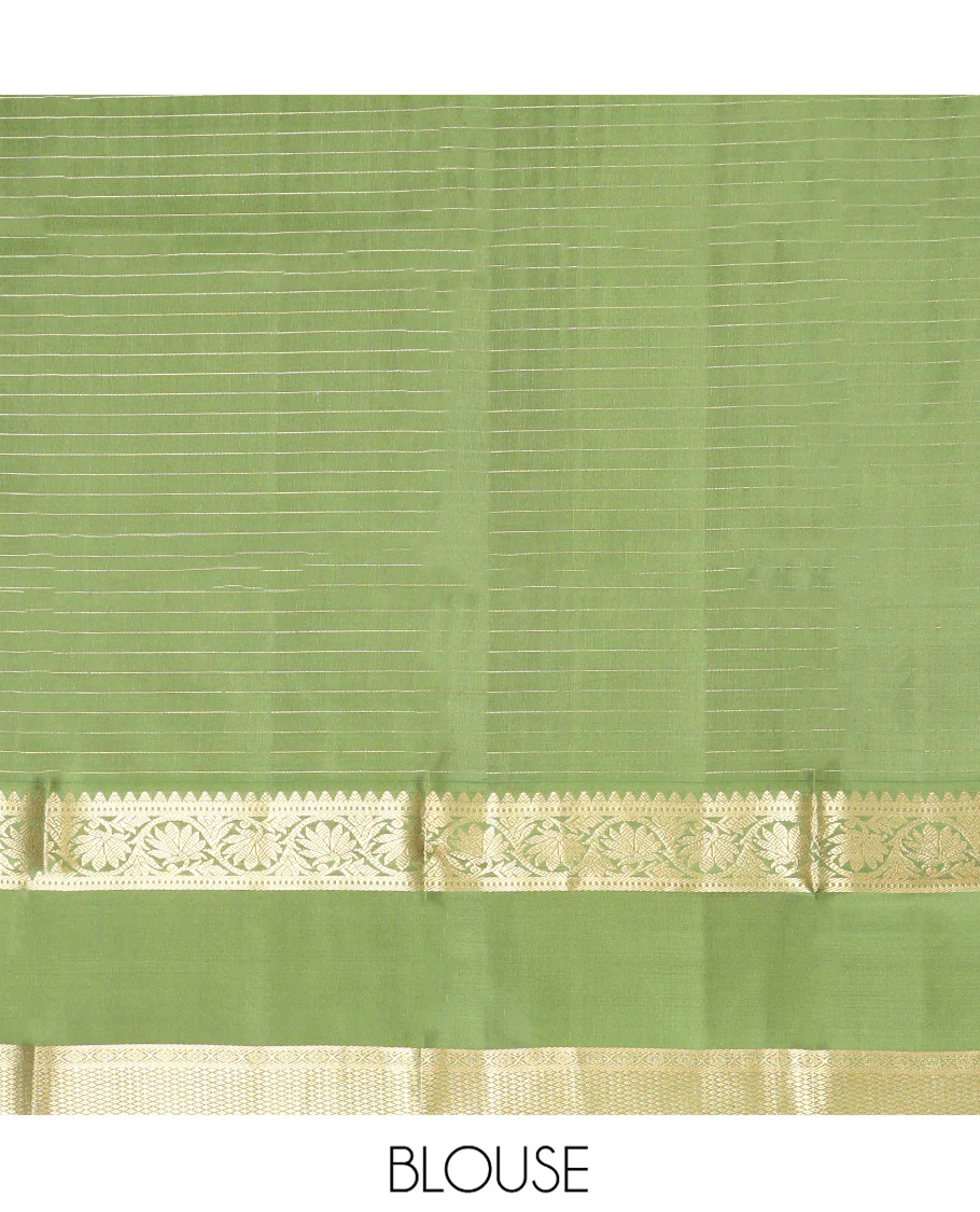 Pink Vasundhara Silk Saree, Finely Crafted with Zari Buttas and Checked Design, Complemented by a Contrast One-Sided Rettai Pettu Border of Rekku, Laddu Kamalam, Mayil Kann and Kodi Visiry Designs, Grand Jaal Pallu, and Paired with a Contrast Blouse - Image 6