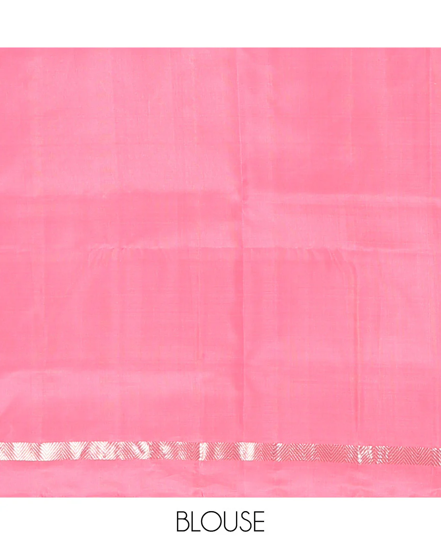 Pink zari buttas Mayuri soft silk saree, zari vanki kal erangina border, and pallu of vanki designs - Image 6