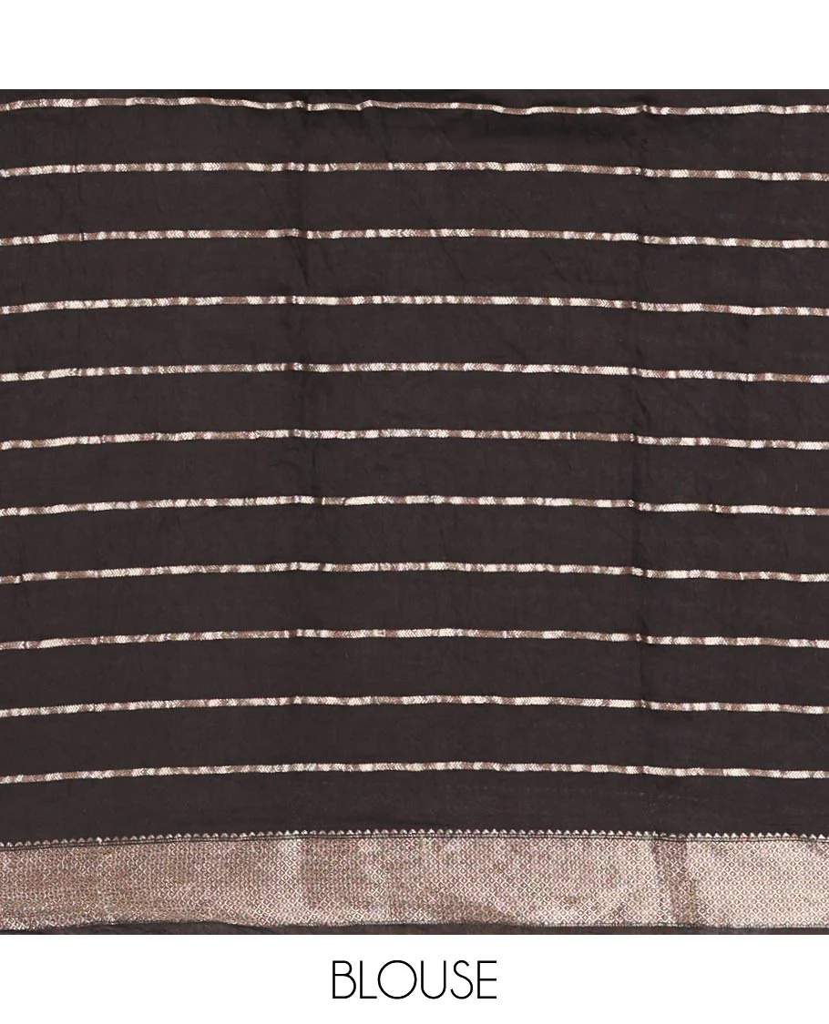 Pista Green Assam Cotton Saree Adorned with Horizontal Zari Stripes and Kalamkari Peacock Print, Complemented by a Contrast Traditional Zari Design Border, Gleaming Zari Woven Pallu, and a Contrast Zari Design Blouse - Image 3