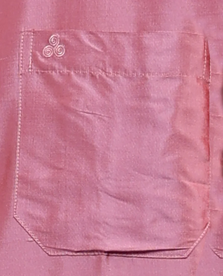 Pink plain design full-sleeve pure-silk shirt - Image 11