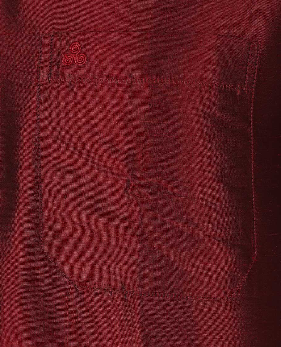 Maroon Pure Silk Shirt - Image 5