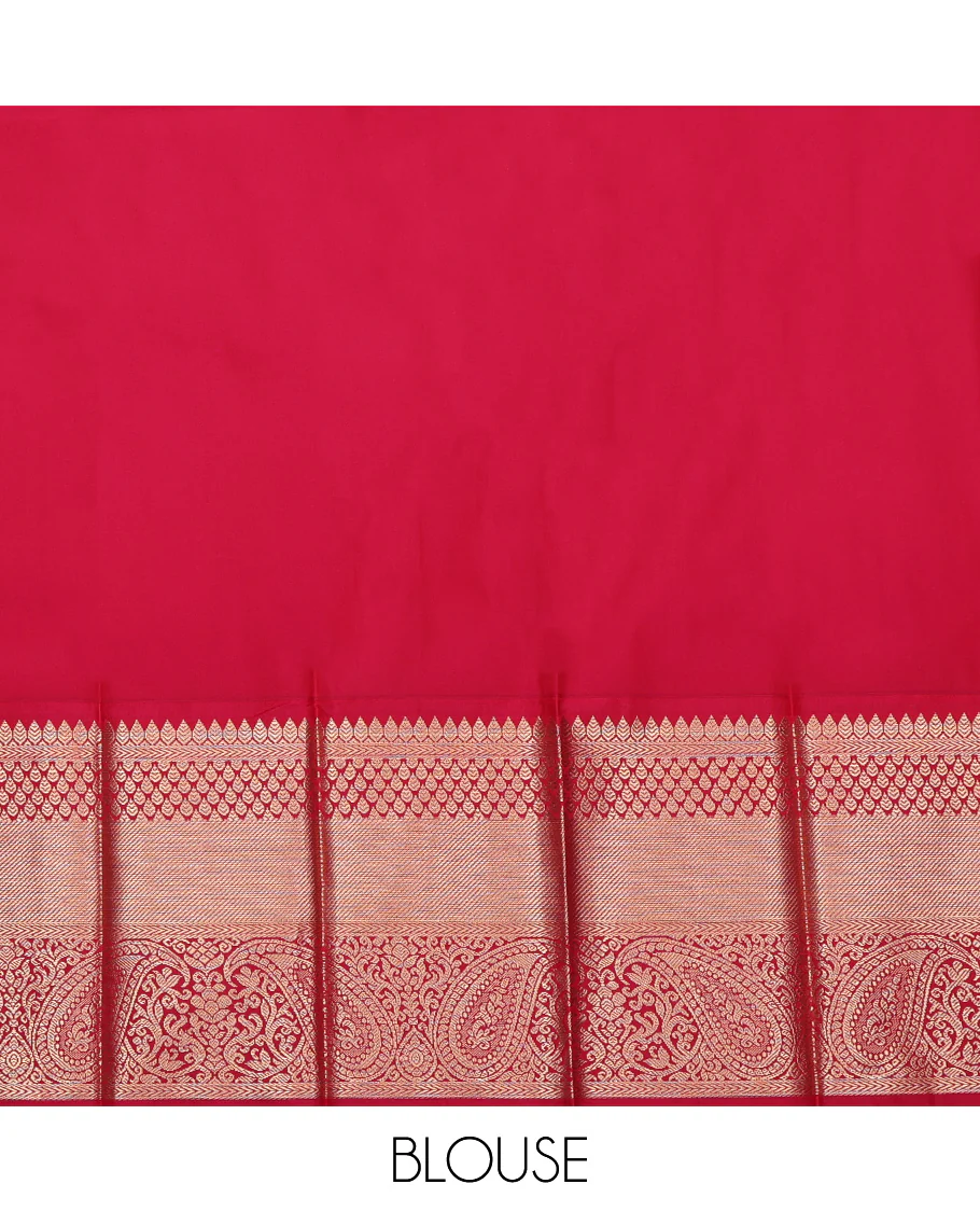Purple Budget Silk Saree, Embellished with Zari Buttas on Its Body, Complemented by a Contrast Traditional Zari Design Border, Grand Jaal Pallu, and Paired with a Contrast Blouse - Image 4