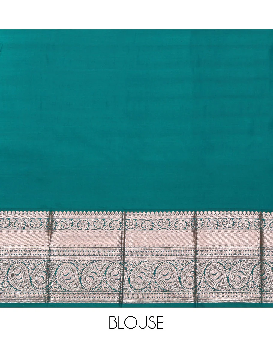 Purple Budget Silk Saree, Mesmerized with Zari Buttas, Complemented by a Contrast Traditional Zari Border, Pallu of Paisleys, and a Contrast Blouse - Image 4