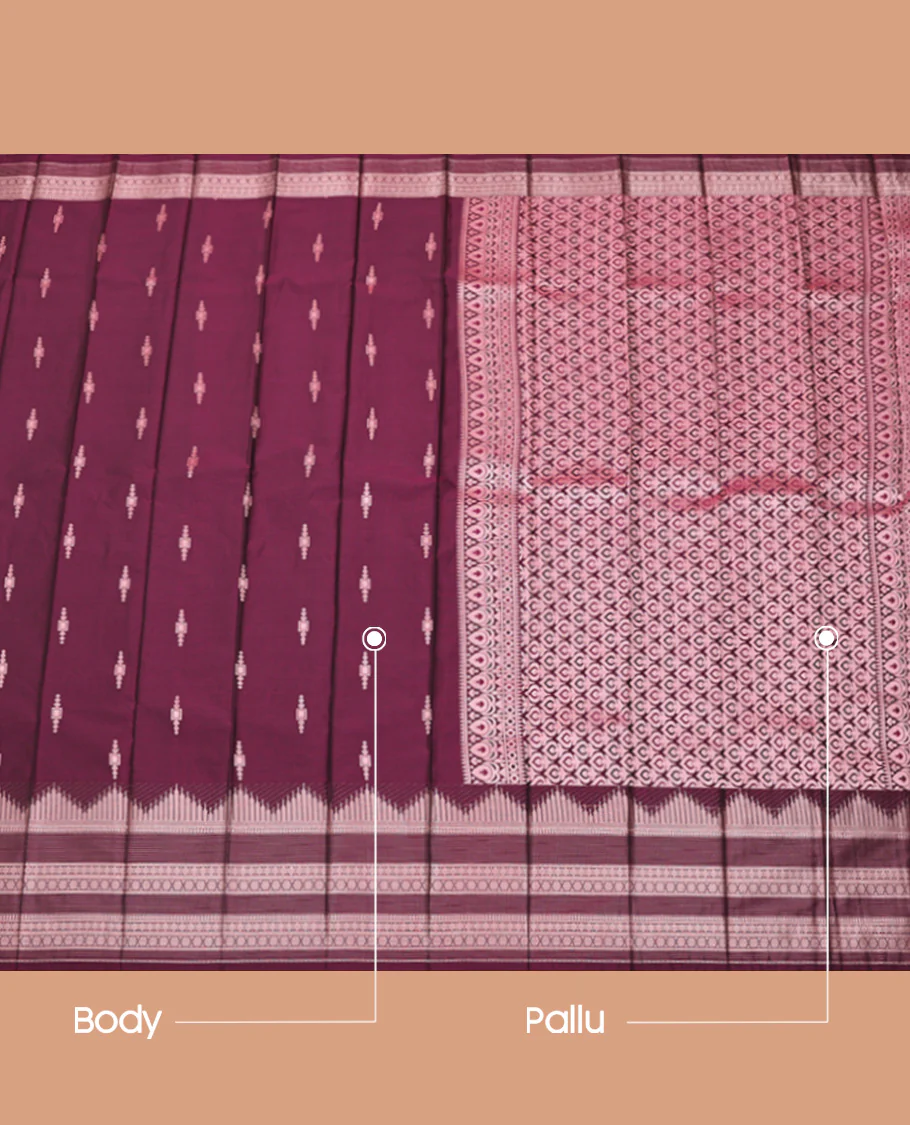 Purple Budget Silk Saree, Woven with Zari Buttas, Highlighted by Traditional Zari Design Border, Grand Pallu, and a Matching Blouse - Image 3