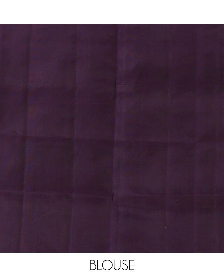 Purple buttas woven soft silk saree, temple border of kodi visiry and mayil designs, and pallu of floral and kodi mayil designs - Image 6
