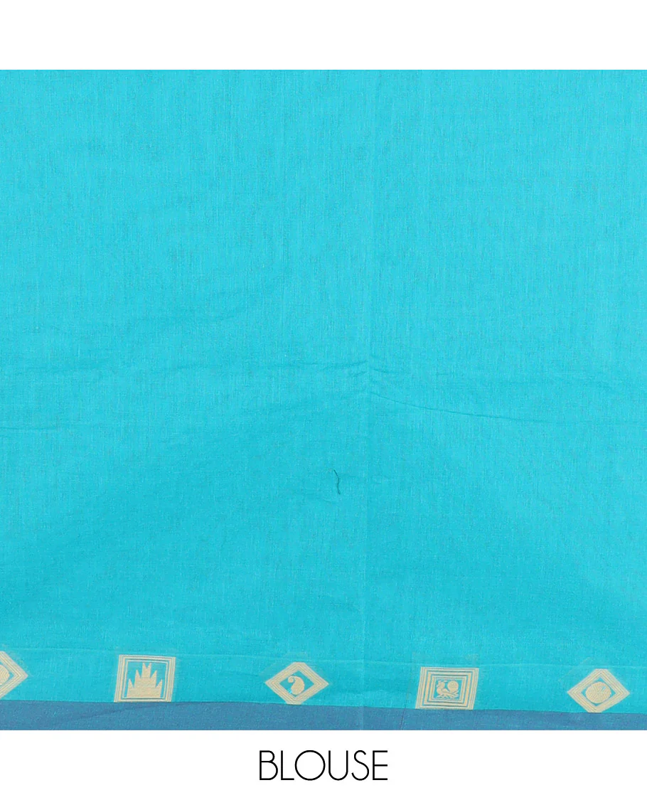 Purple Coimbatore Cotton Saree Enlivened with Traditional Designs All Over Its Body, Subtly Woven Border, Captivating Contrast Pallu of Jaal Designs, and Paired with a Contrast Blouse - Image 3