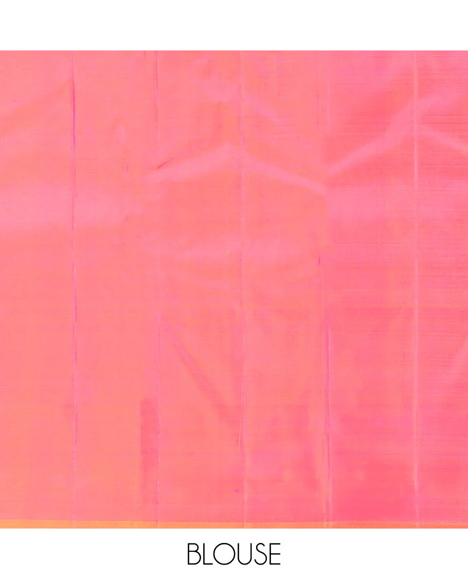 Purple Kanchipuram Silk Saree Featuring All-Over Zari Buttas, Highlighted by a Contrast Border with Leaf Zari Buttas, and a Pallu Adorned with Floral Motifs, Paired with a Subtle Contrast Plain Blouse - Image 6