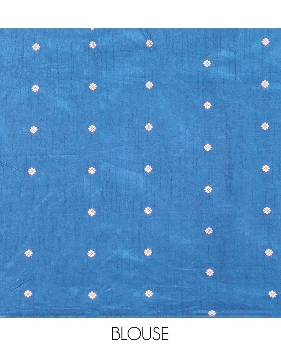 Purple Matka Silk Saree, Adorned with Buttas All Over Its Body, Highlighted by a Self-Border of Traditional Designs, Intricately Designed Pallu, and Paired with Contrast Blouse - Image 5