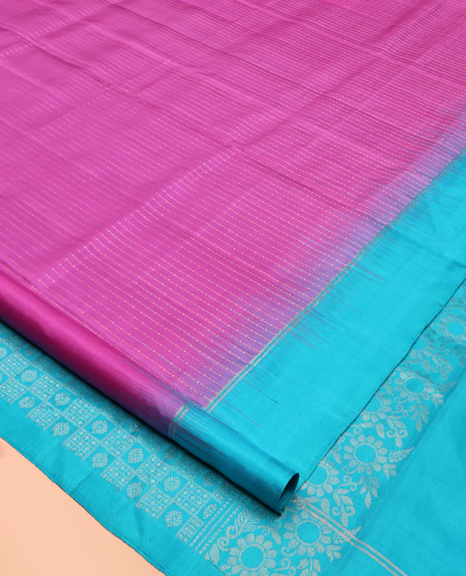 Purple Mayuri Soft Silk Saree, Subtly Sparkled With Stripes On Its Body, Complemented by Contrast Border, Pallu of Intricate Designs, and Paired with a Contrast Blouse - Image 2