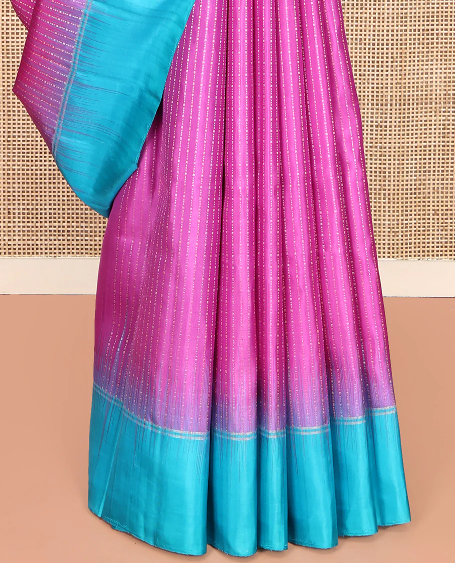 Purple Mayuri Soft Silk Saree, Subtly Sparkled With Stripes On Its Body, Complemented by Contrast Border, Pallu of Intricate Designs, and Paired with a Contrast Blouse - Image 4