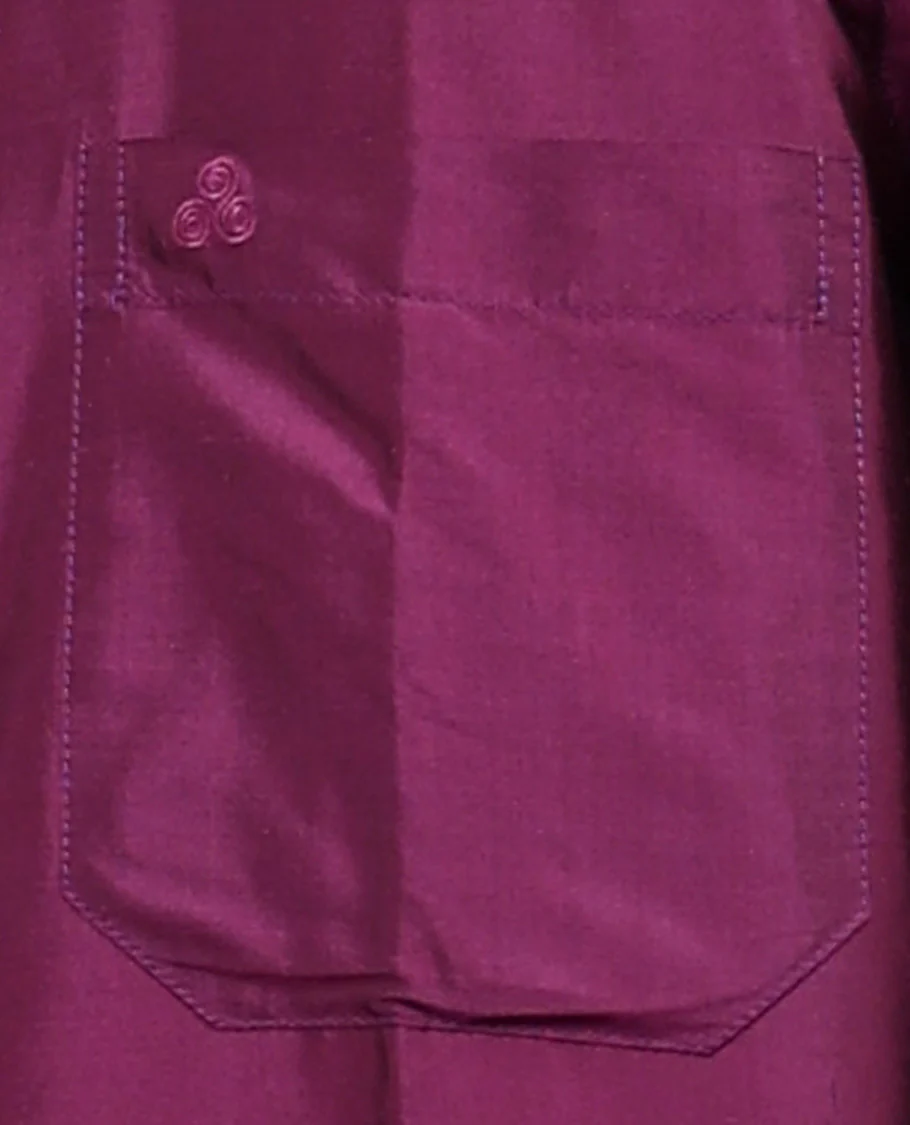 Purple plain design full-sleeve pure-silk shirt - Image 11