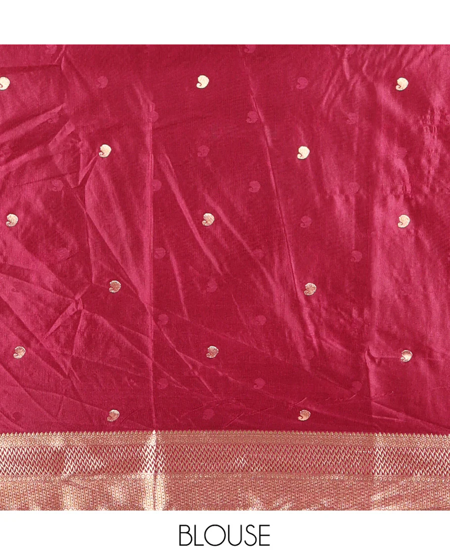 Purple Satin Silk Saree, Enriched with Paisleys and Zari Checked Design on Its Body, Highlighted by Zari Traditional Design Border, Floral Jaal Pallu, and Paired with a Matching Blouse - Image 4