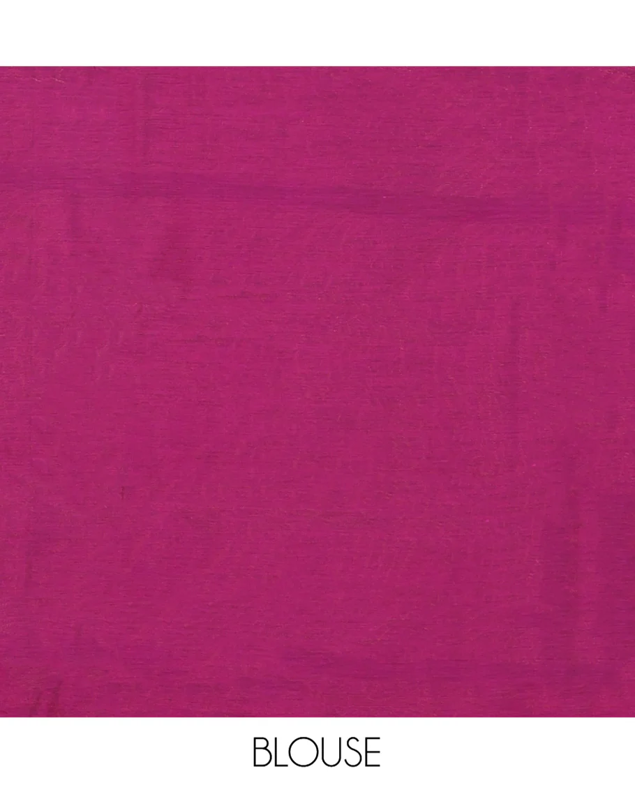 Purple Semi-Silk Cotton Saree, Decorated with Paisley Buttas All Over Its Body, Highlighted by a Zari Border, Pallu with Intricate Designs, and Paired with a Matching Blouse - Image 4