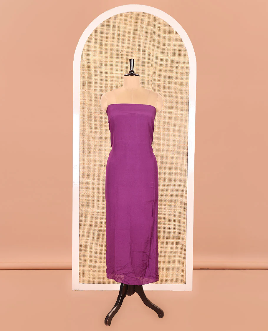 Purple Semi Silk Material Churidar Set, Subtly Made Plain Top, a Plain Santoon Bottom, and Is Paired with a Dual-Colored Bandhani Motifs Semi Silk Dupatta - Image 3